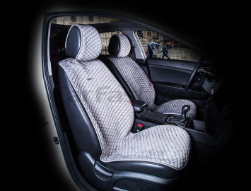 Накидки Фронт  «CITY»  Темн.серый/Темн.серый  (велюр премиум класса/экокожа)