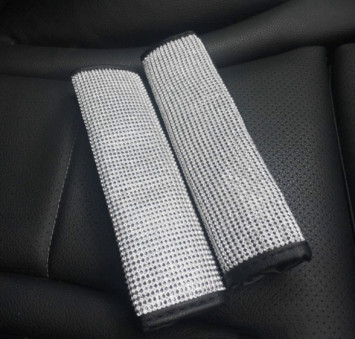 Накладка на ремень безопасности №2 экокожа со стразами (2 шт.)