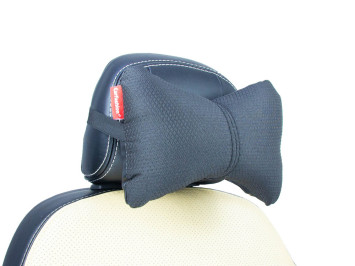 Подголовник-подушка "ЭКОКОЖА/ЖАККАРД" черный/чёрный/чёрный