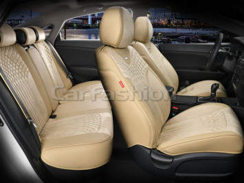 Чехлы «5D» PREMIUM каркасные «SHELL PLUS» Бежевый/Бежевый/Бежевый (экокожа/нубук)