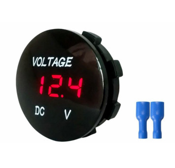 Вольтметр врезной 12V  (37x17мм) с красной подсветкой