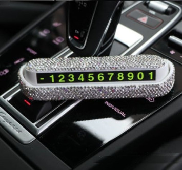 Табличка с номером телефона под стекло Swarovski  Белый