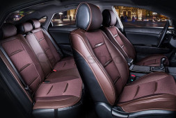 Комплект Накидок  «BUSINESS PLUS»  Кофе/Кофе/Кофе  (ультрадышащая ткань/экокожа)