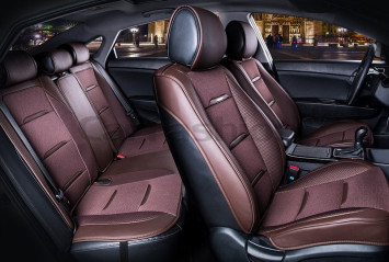 Комплект Накидок «BUSINESS PLUS» Кофе/Кофе/Кофе (ультрадышащая ткань/экокожа)