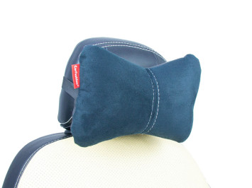 Подголовник-подушка "ЭКОКОЖА/ЗАМША" черный/черный/серый