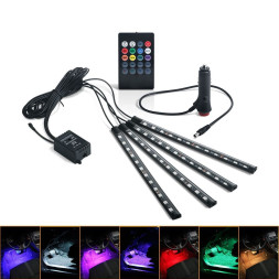 Подсветка салона диодная RGB многоцветная, 4шт по 12 диодов  (USB)