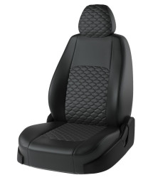 Авточехлы  Экокожа тип T  Renault Sandero II  с 2013г- черный  (раздельная)  РОМБ