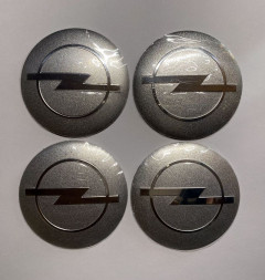 Этикетки на диски (метал)  диам. 56,5мм.  "OPEL" серебро  (4 шт.)
