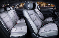 Комплект Накидок  «BUSINESS PLUS»  Серый/Серый/Серый  (ультрадышащая ткань/экокожа)