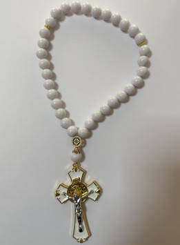 Подвески на зеркало заднего Крест &quot;Распятие&quot; бело-золотое