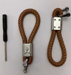 Брелок кожа плетенная  MITSUBISHI  Коричневый