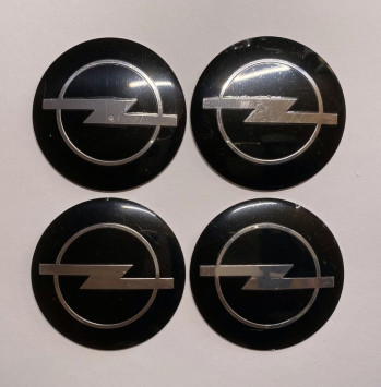Этикетки на диски (метал)  диам. 56,5мм.  &quot;OPEL&quot; черный  (4 шт.)