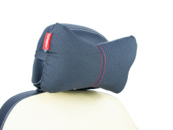 Подголовник-подушка &quot;ЭКОКОЖА/ЖАККАРД&quot; черный/черный/красный