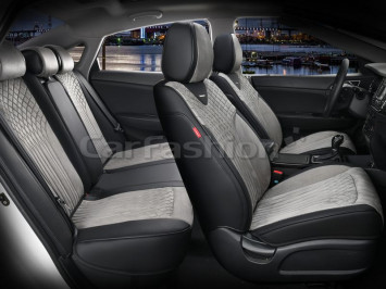 Чехлы «5D» PREMIUM каркасные «SHELL PLUS» Черный/Серый/Черный (экокожа/нубук)