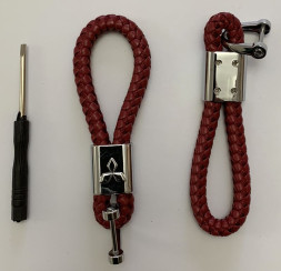 Брелок кожа плетенная  MITSUBISHI  Красный