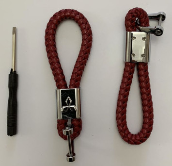 Брелок кожа плетенная  MITSUBISHI  Красный