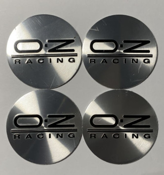 Этикетки на диски (метал)  диам. 56,5мм.  &quot;OZ&quot; серебро (черная надпись)  (4 шт.)