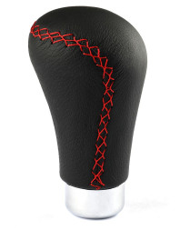 Ручка к/п декор. Carlife кож.зам  черная с красной строчкой