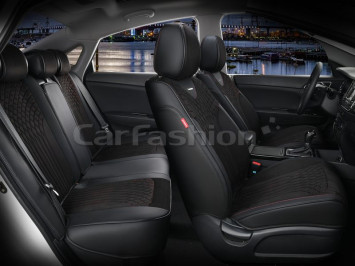 Чехлы «5D» PREMIUM каркасные «SHELL PLUS» Черный/Черный/Красный (экокожа/нубук)