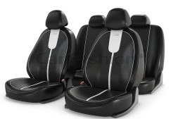 Чехлы  «GALS»  Белый/Чёрный/Белый  (Экокожа/перфорация)