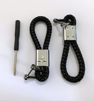 Брелок кожа плетенная  MITSUBISHI  Черный