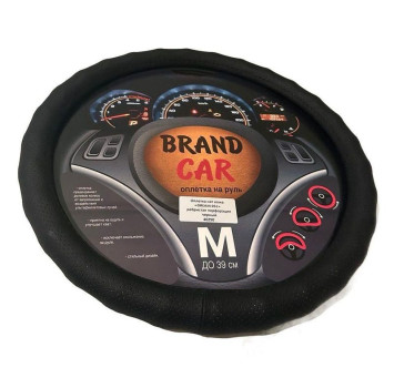 Оплетка на руль   BRENDCAR  &quot;DREAM 051&quot; - М,  Чёрный (кожа/ребристая перфорация/ 1 шов)