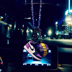 Подвески на зеркало заднего вида мяч бейсбольный + кед фиолетовый