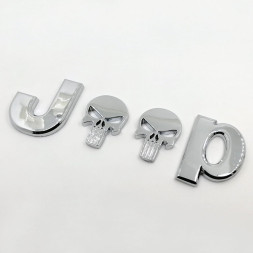 Наклейка 3D   JEEP  (13,5x4,5см)  Хром