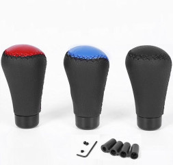 Ручка к/п декор. Carlife кож.зам  черная-синий