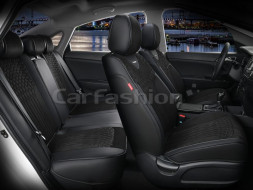 Чехлы  «5D» PREMIUM каркасные «SHELL PLUS» Черный/Черный/Серый  (экокожа/нубук)