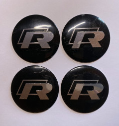 Этикетки на диски (метал)  диам. 56,5мм.  "R" черный  (4 шт.)