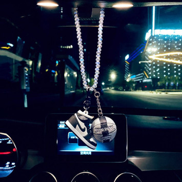 Подвески на зеркало заднего вида мяч бейсбольный + кед черный