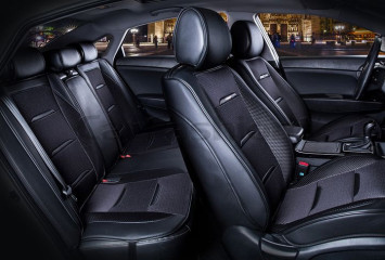 Комплект Накидок «BUSINESS PLUS» Черный/Черный/Черный (ультрадышащая ткань/экокожа)