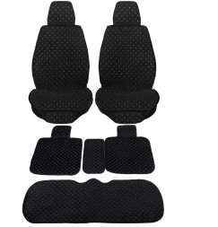 Комплект Накидок  Seintex  «Classic Romb» Чёрный/Бежевая строчка (велюр)