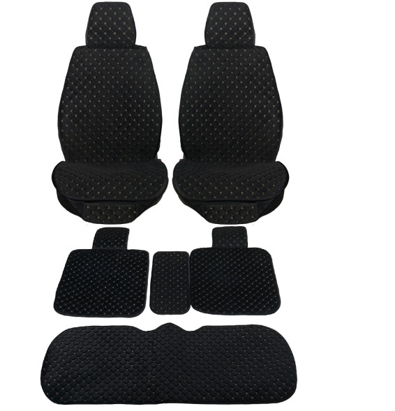 Комплект Накидок  Seintex  «Classic Romb» Чёрный/Бежевая строчка (велюр)