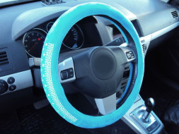 Оплетка на руль Gabarit A13 М  кож.зам  (синий-белый)