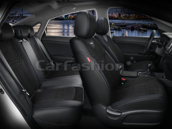 Чехлы «5D» PREMIUM каркасные «SHELL PLUS» Черный/Черный/Синий (экокожа/нубук)