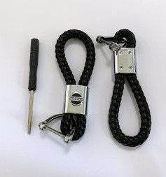 Брелок кожа плетенная  NISSAN  Черный