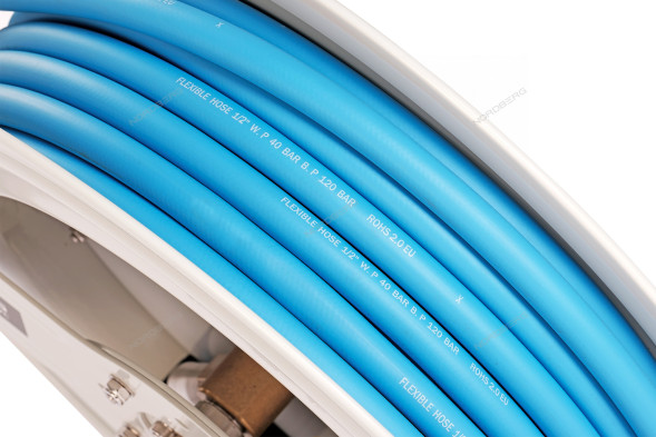 Гибридный воздушный шланг NORDBERG HR1220HPVC c двойным армированием на стальной катушке (12,5х19 мм, 20 м)