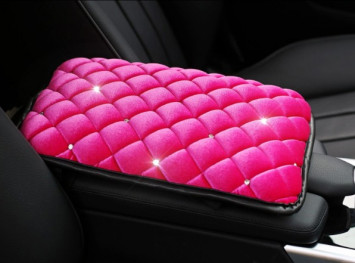 Чехол на подлокотник велюр со стразами 21x29см Розовый