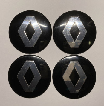 Этикетки на диски (метал)  диам. 56,5мм.  &quot;RENAULT&quot; черный  (4 шт.)