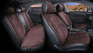 Комплект Накидок «CALIFORNIA PLUS» Кофе/Кофе/Кофе (велюр премиум класса)