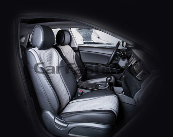 Накидки Фронт  «ELEMENT»  Серый/Чёрный/Серый  (экокожа/полиэстер)