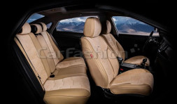 Чехлы  «5D» PREMIUM каркасные «SMART PLUS» Бежевый/Бежевый/Бежевый  (экокожа/велюр премиум класса)