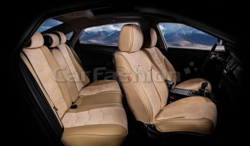 Чехлы «5D» PREMIUM каркасные «SMART PLUS» Бежевый/Бежевый/Бежевый (экокожа/велюр премиум класса)