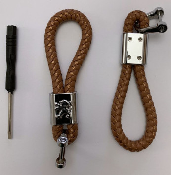 Брелок кожа плетенная  PEUGEOT  Коричневый