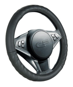 Оплетка на руль   CF  TRACK - М,  Чёрный/БО (кожа)