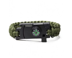 Браслет "СЛЕДОПЫТ" из паракорда со свистком, компасом и огнивом, 24,5х2 см/