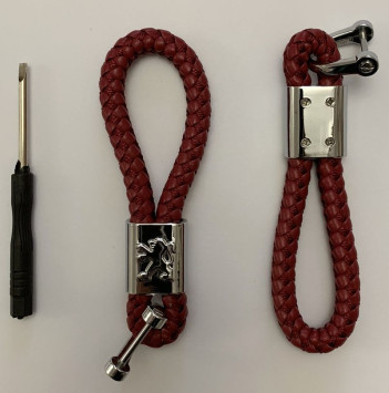 Брелок кожа плетенная  PEUGEOT  Красный