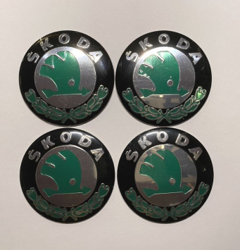 Этикетки на диски (метал)  диам. 56,5мм.  &quot;SKODA&quot;  (4 шт.)